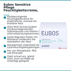 Eubos Sensitive Pflege Feuchtigkeitscreme Braunalgenextrakt / Süßholzwurzel / Vitamin E / Panthenol / Macadamiaöl Creme, 50 ml.