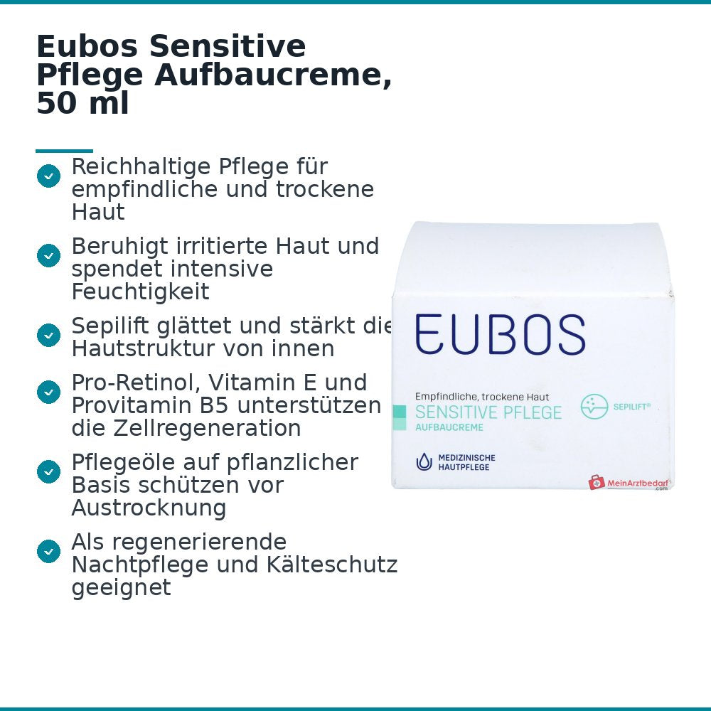 Eubos Sensitive Pflege Aufbaucreme Pro-Retinol / Vitamin E / Provitamin B5 / Sepilift Creme, 50 ml.