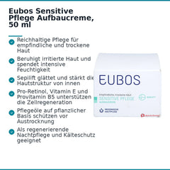 Eubos Sensitive Pflege Aufbaucreme Pro-Retinol / Vitamin E / Provitamin B5 / Sepilift Creme, 50 ml.