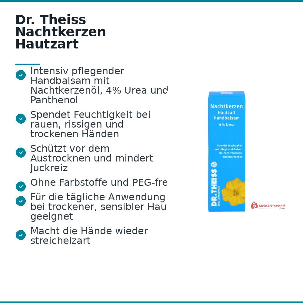 Dr. Theiss Nachtkerzen Hautzart Handbalsam Nachtkerzenöl / Urea / Panthenol Balsam, 100 ml.