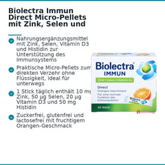 Hermes Arzneimittel Biolectra Immun Direct Zink / Selen / Vitamin D3 / Histidin Micro-Pellets, 20 Sticks.
