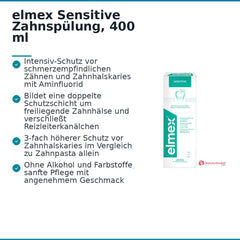 elmex Sensitive Zahnspülung Aminfluorid / Natriumfluorid Mundspülung, 400 ml.
