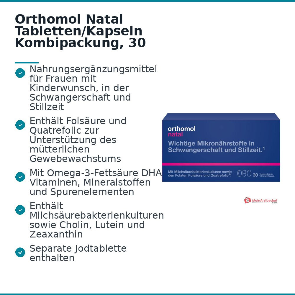 Orthomol Natal Tabletten/Kapseln Kombipackung, 30 Portionen.