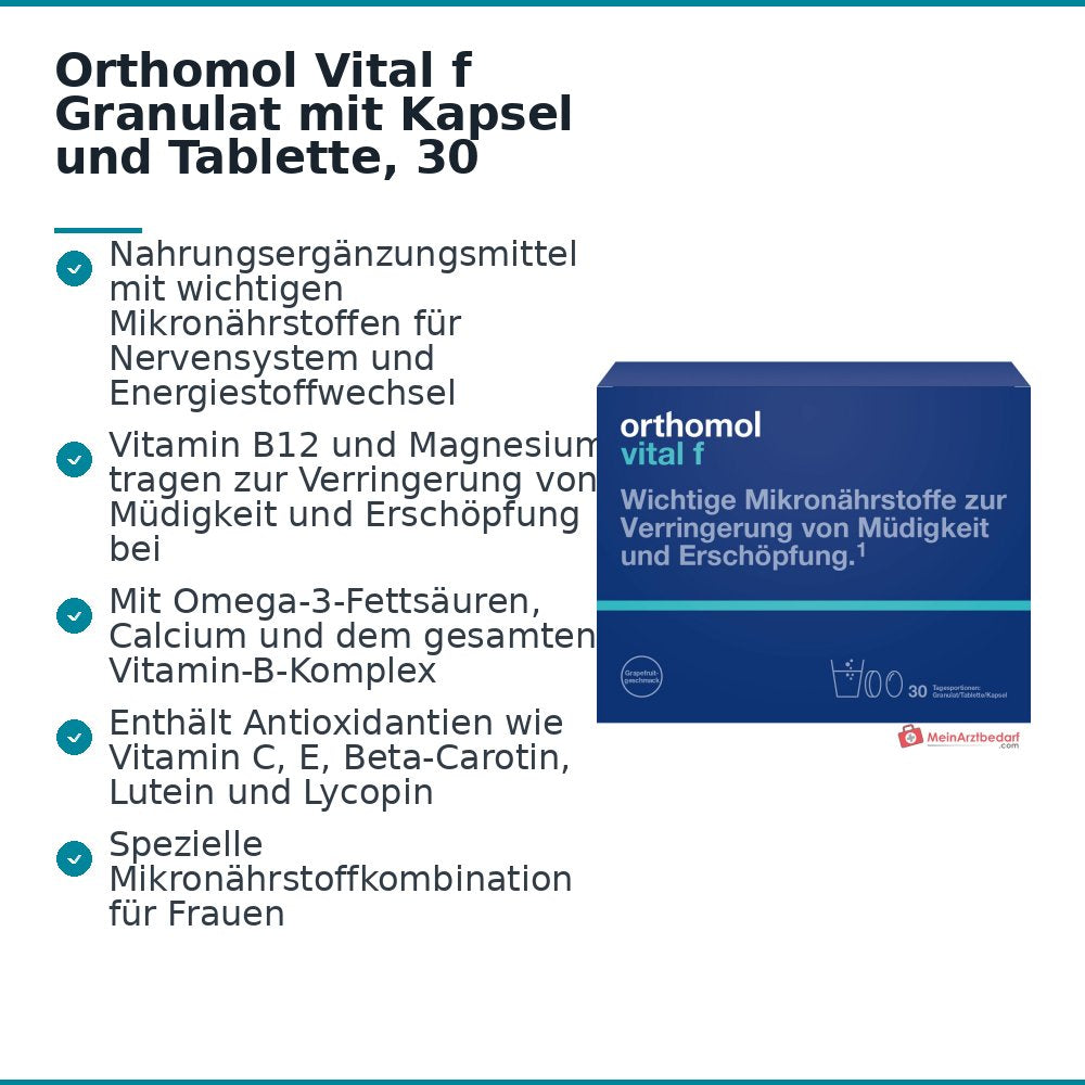 Orthomol Vital f Granulat mit Kapsel und Tablette, 30 Portionen.