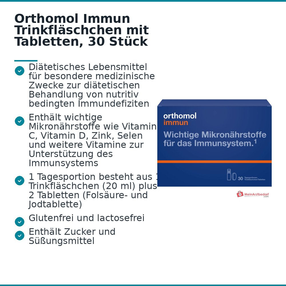 Orthomol Immun Trinkfläschchen mit Tabletten, 30 Stück.