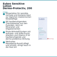 Eubos Sensitive Lotion Dermo-Protectiv Thermalwasser / Macadamiaöl / Avocadoöl / Sheabutter / Allantoin / Vitamin E Lotion, 200 ml.