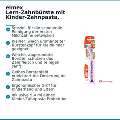 elmex Lern-Zahnbürste mit Kinder-Zahnpasta Probetube, 1 St. mit 9,4 ml.