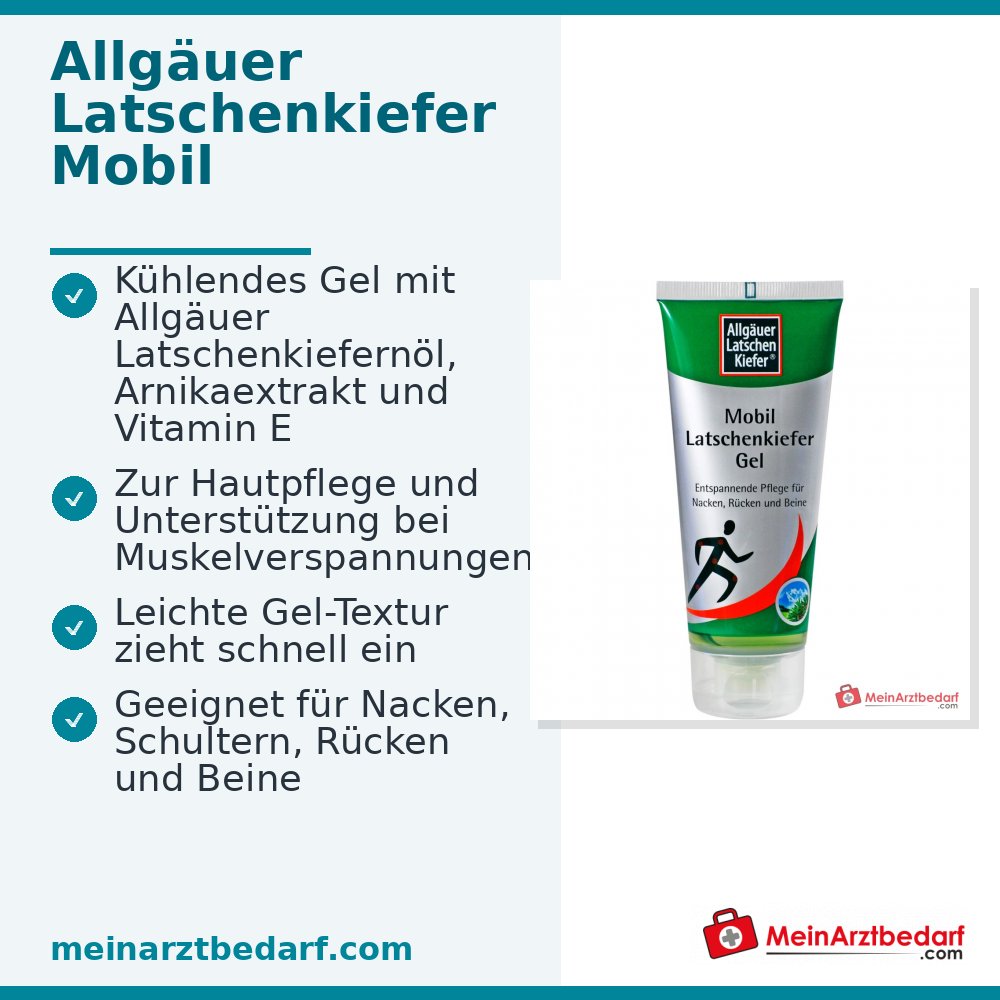 Allgäuer Latschenkiefer Mobil Latschenkiefernöl / Arnikaextrakt / Vitamin E / Campher / Menthol Gel, 100 ml.