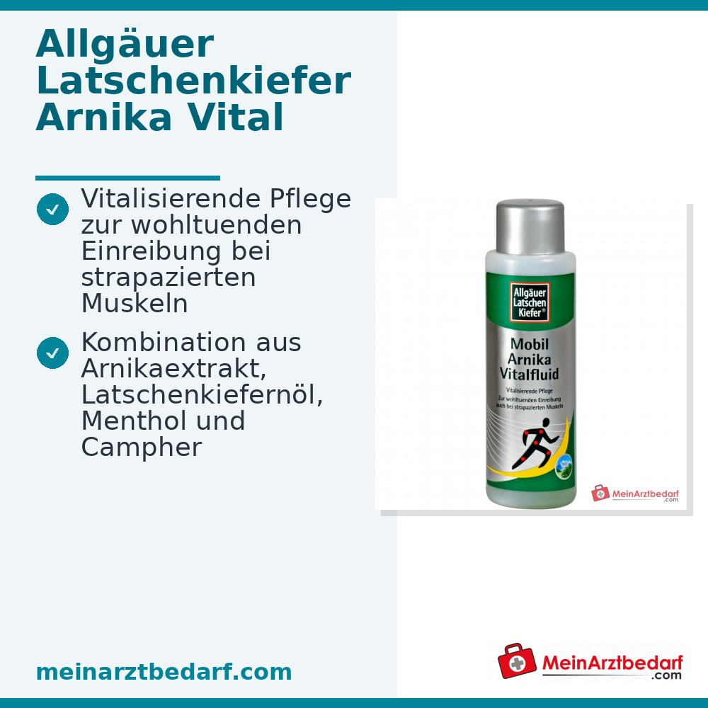 Allgäuer Latschenkiefer Arnika Vital Fluid Arnikaextrakt / Latschenkiefernöl / Menthol / Campher Körperpflege, 250 ml.