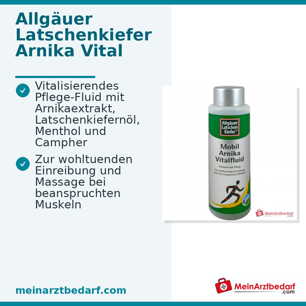Allgäuer Latschenkiefer Arnika Vital Fluid Arnikaextrakt / Latschenkiefernöl / Menthol / Campher Körperpflege, 500 ml.