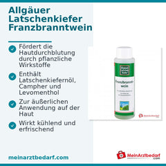 Allgäuer Latschenkiefer Franzbranntwein Latschenkiefernöl / Campher / Levomenthol Lösung, 500 ml.