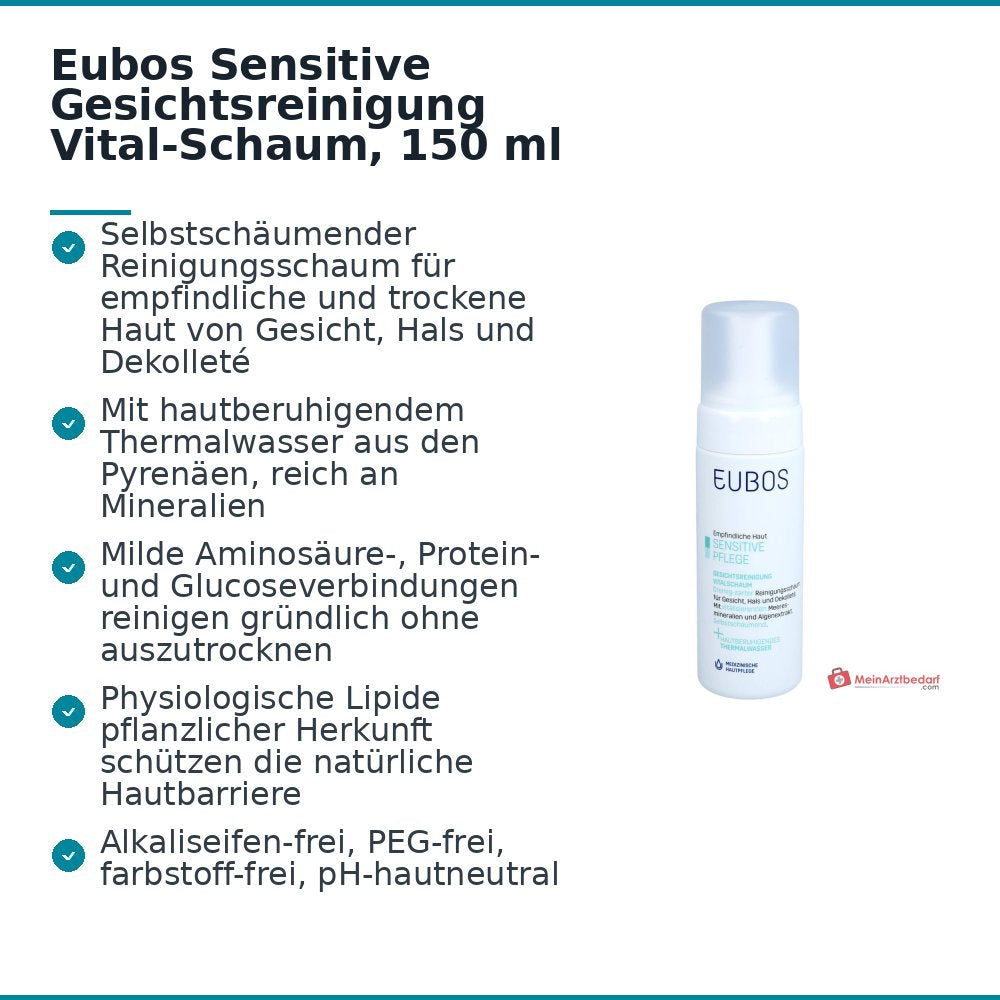 Eubos Sensitive Gesichtsreinigung Vital-Schaum mit Thermalwasser Schaum, 150 ml.