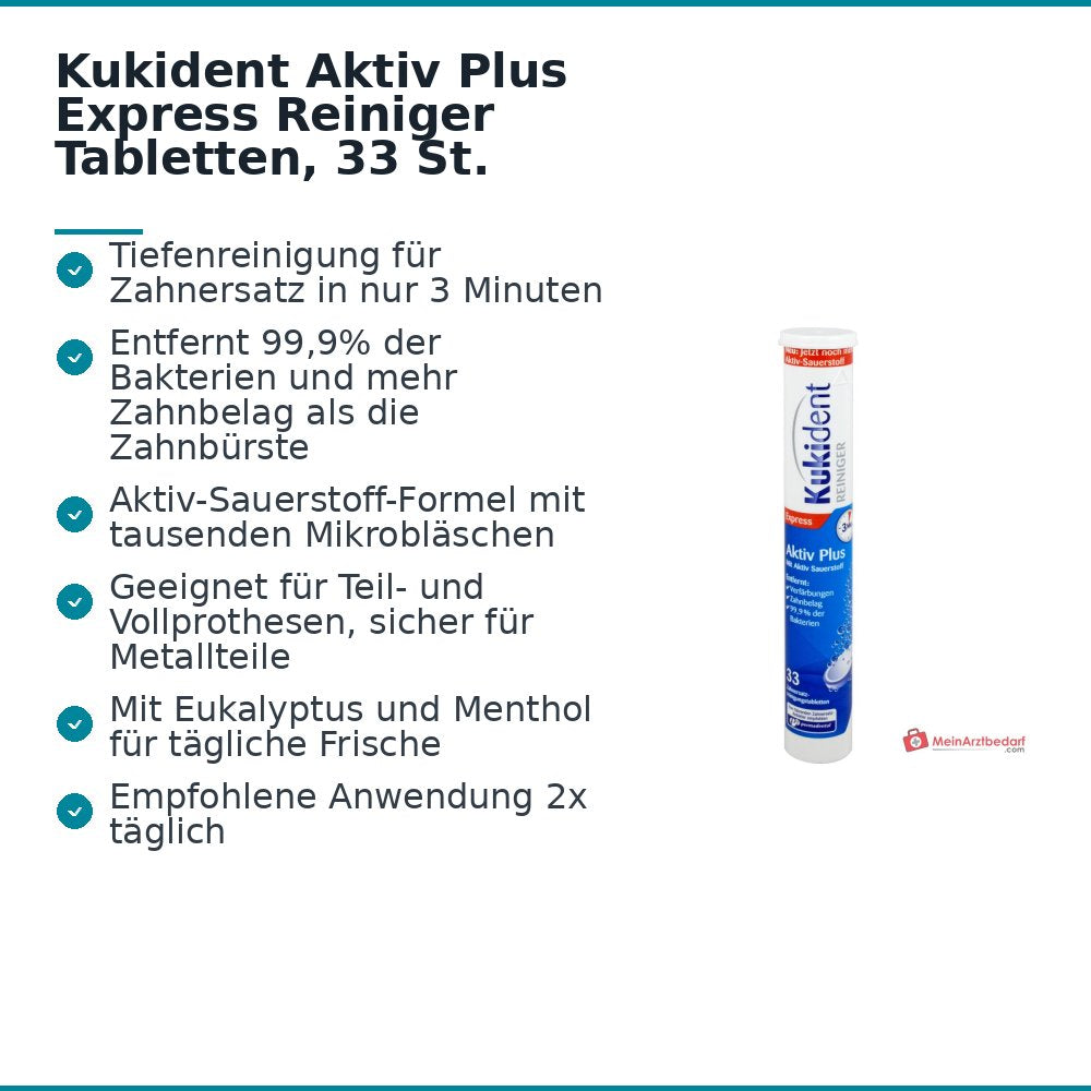 Kukident Aktiv Plus Express Reiniger Tabletten, 33 St..