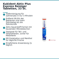 Kukident Aktiv Plus Express Reiniger Tabletten, 33 St..