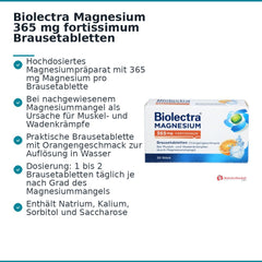 Biolectra Magnesium 365 mg fortissimum Magnesium Brausetabletten Orangengeschmack, 20 St..