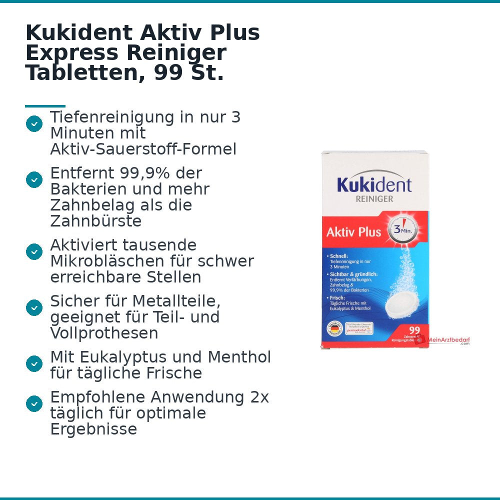 Kukident Aktiv Plus Express Reiniger Tabletten, 99 St..