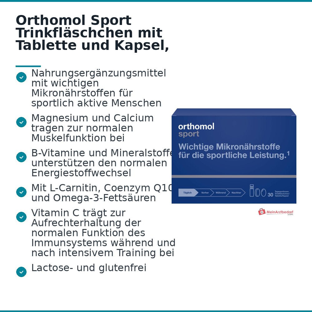 Orthomol Sport Trinkfläschchen mit Tablette und Kapsel, 30 St..