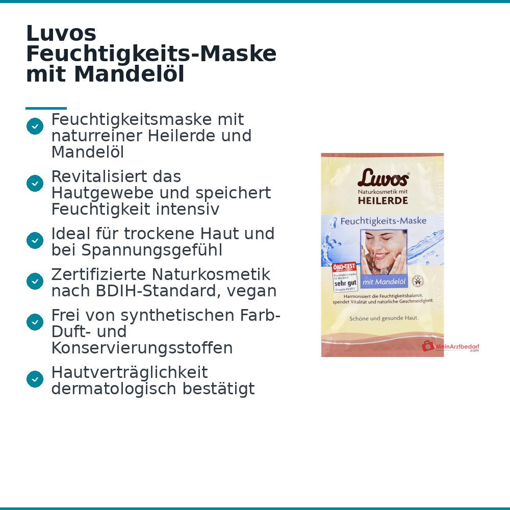 Luvos Heilerde Feuchtigkeits-Maske mit Mandelöl Gesichtsmaske, 2x7,5 ml.