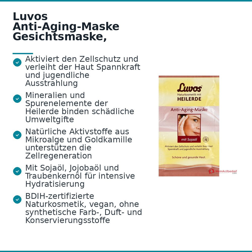 Luvos Anti-Aging-Maske Heilerde / Sojaöl / Kieselalgen Gesichtsmaske, 2x7,5 ml.