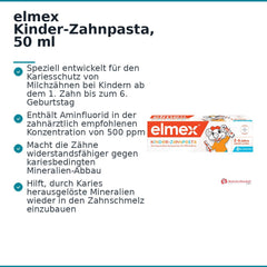 elmex Kinder-Zahnpasta Aminfluorid Zahnpasta, 50 ml.