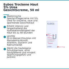 Eubos Trockene Haut Urea 5% Gesichtscreme, 50 ml.