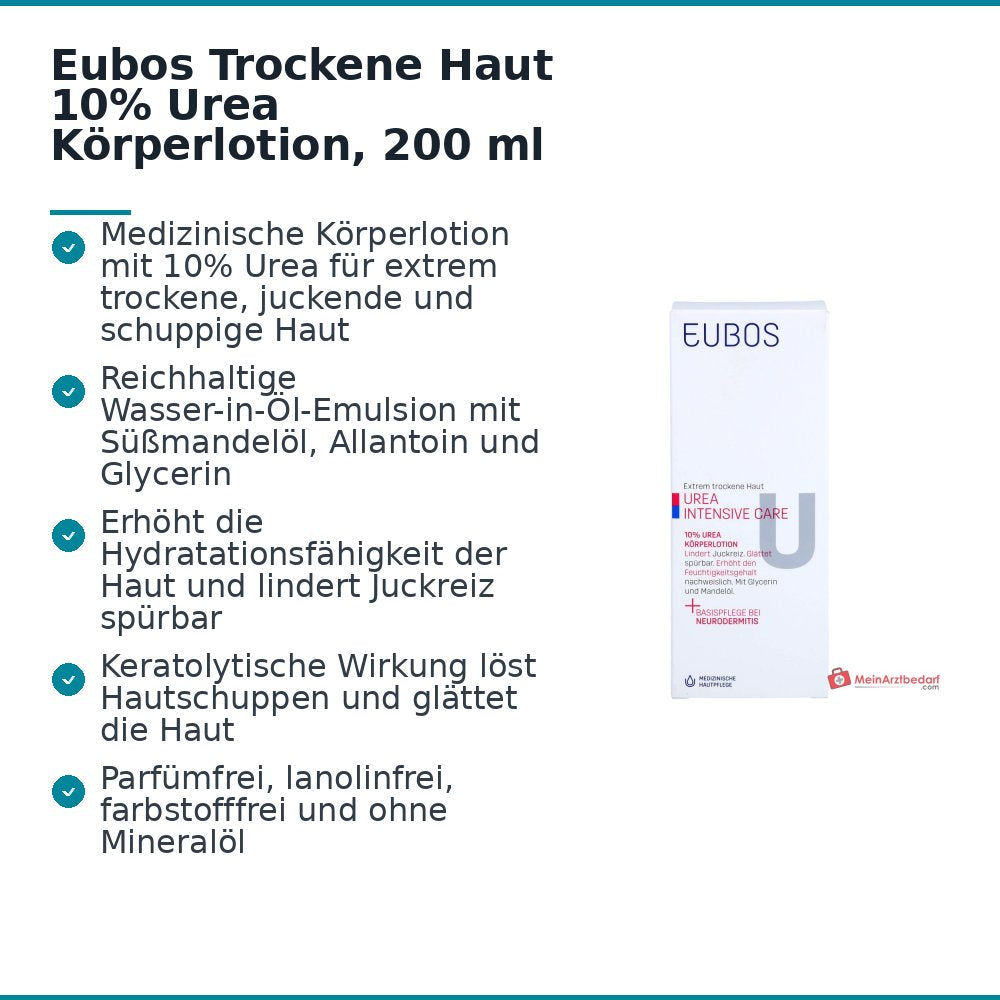 Eubos Trockene Haut Urea 10% Körperlotion, 200 ml.