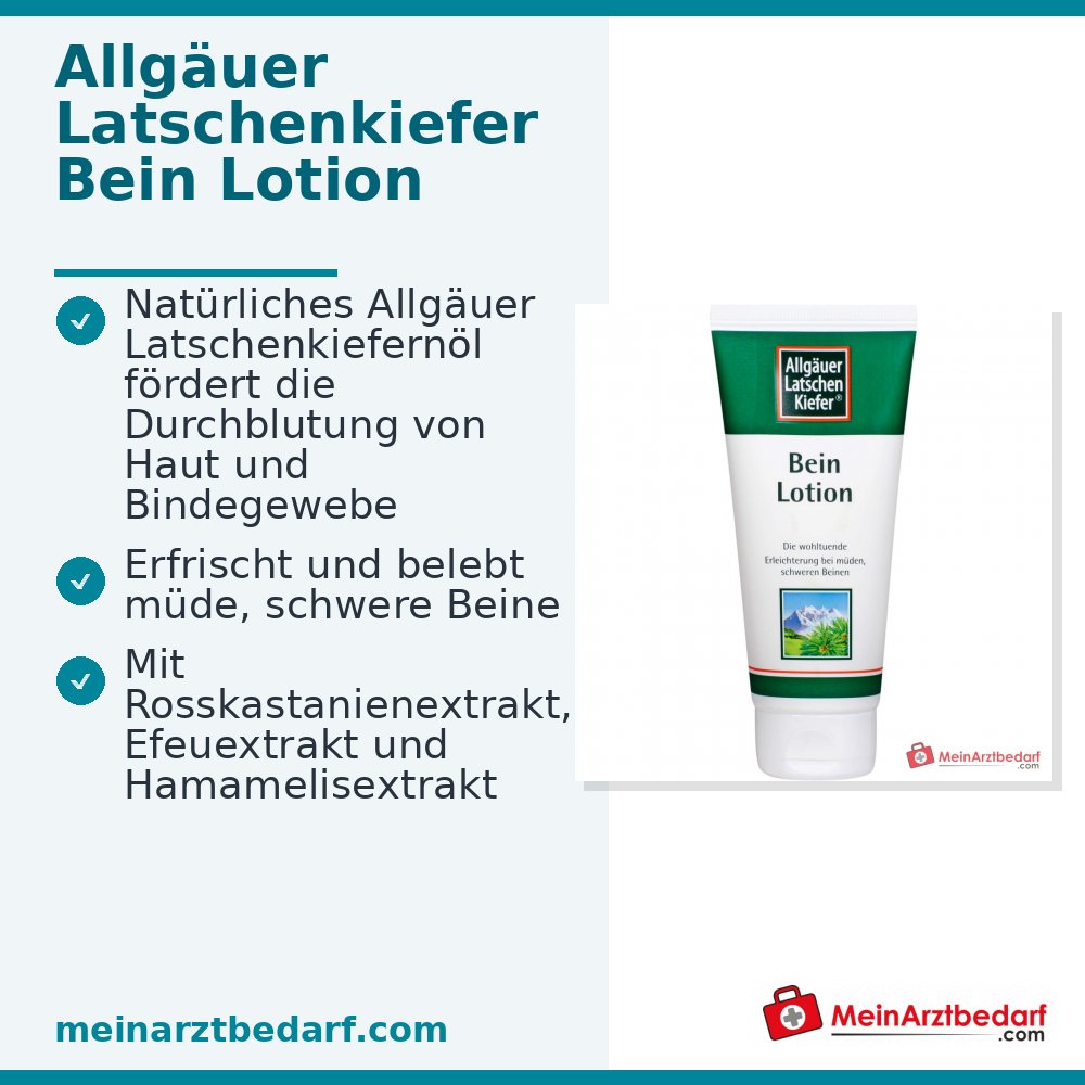 Allgäuer Latschenkiefer Bein Lotion Latschenkiefernöl / Rosskastanienextrakt / Efeuextrakt / Hamamelisextrakt Lotion, 100 ml.