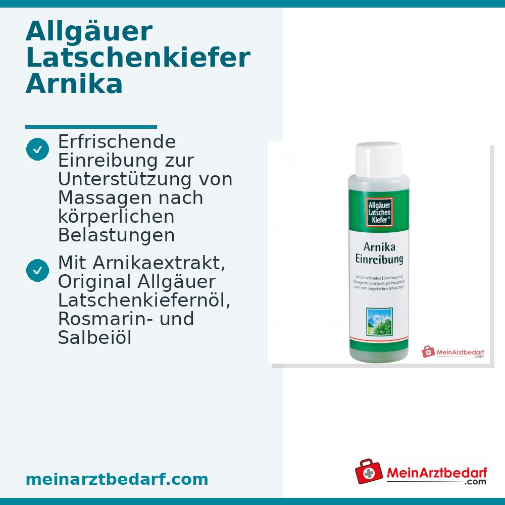 Allgäuer Latschenkiefer Arnika Einreibung mit Arnikaextrakt / Latschenkiefernöl / Rosmarinöl / Salbeiöl / Menthol / Campher / Panthenol, 500 ml.