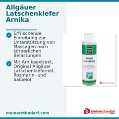 Allgäuer Latschenkiefer Arnika Einreibung mit Arnikaextrakt / Latschenkiefernöl / Rosmarinöl / Salbeiöl / Menthol / Campher / Panthenol, 500 ml.