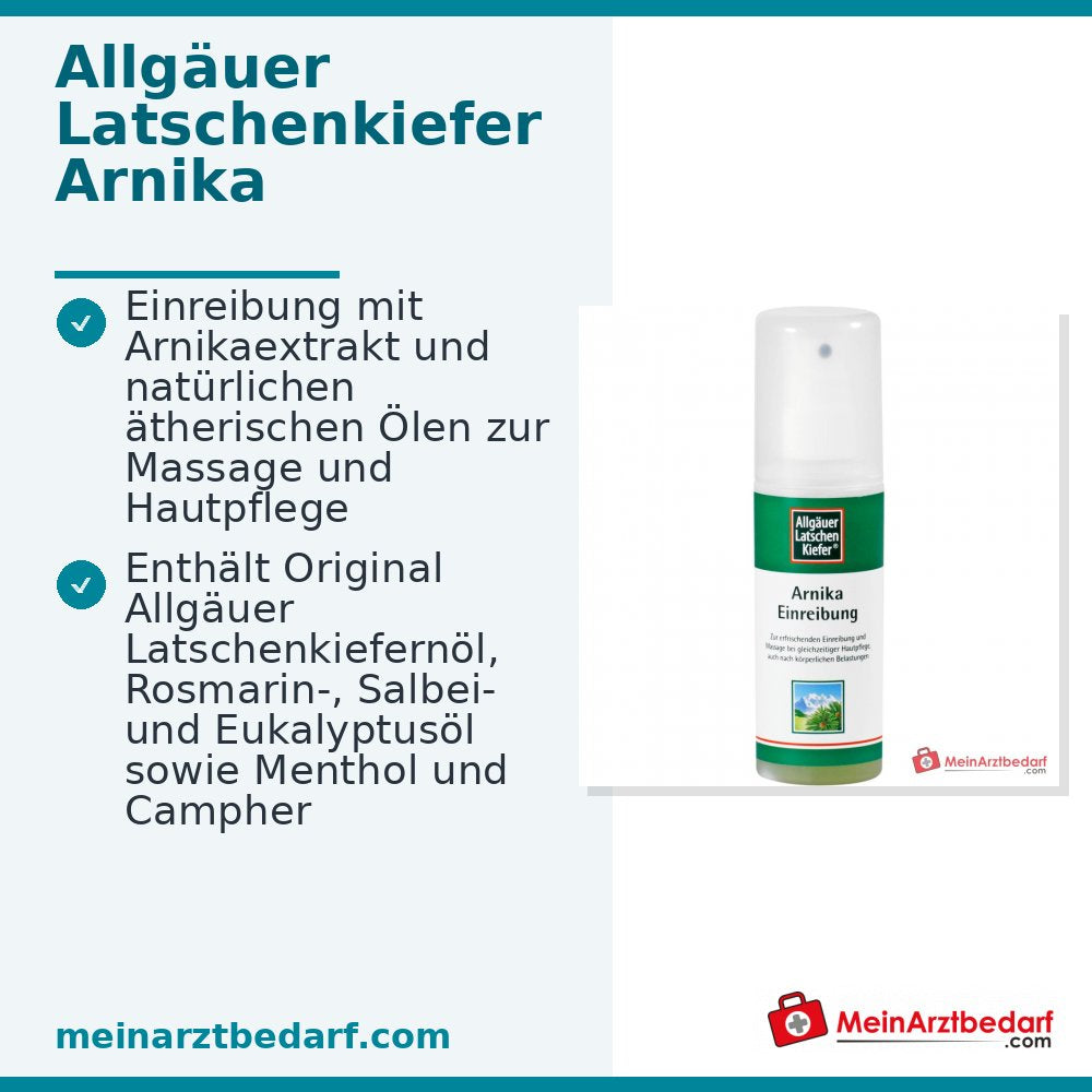 Allgäuer Latschenkiefer Arnika Einreibung mit Arnikaextrakt / Latschenkiefernöl / Rosmarinöl / Salbeiöl / Menthol / Campher Pumpspray, 100 ml.