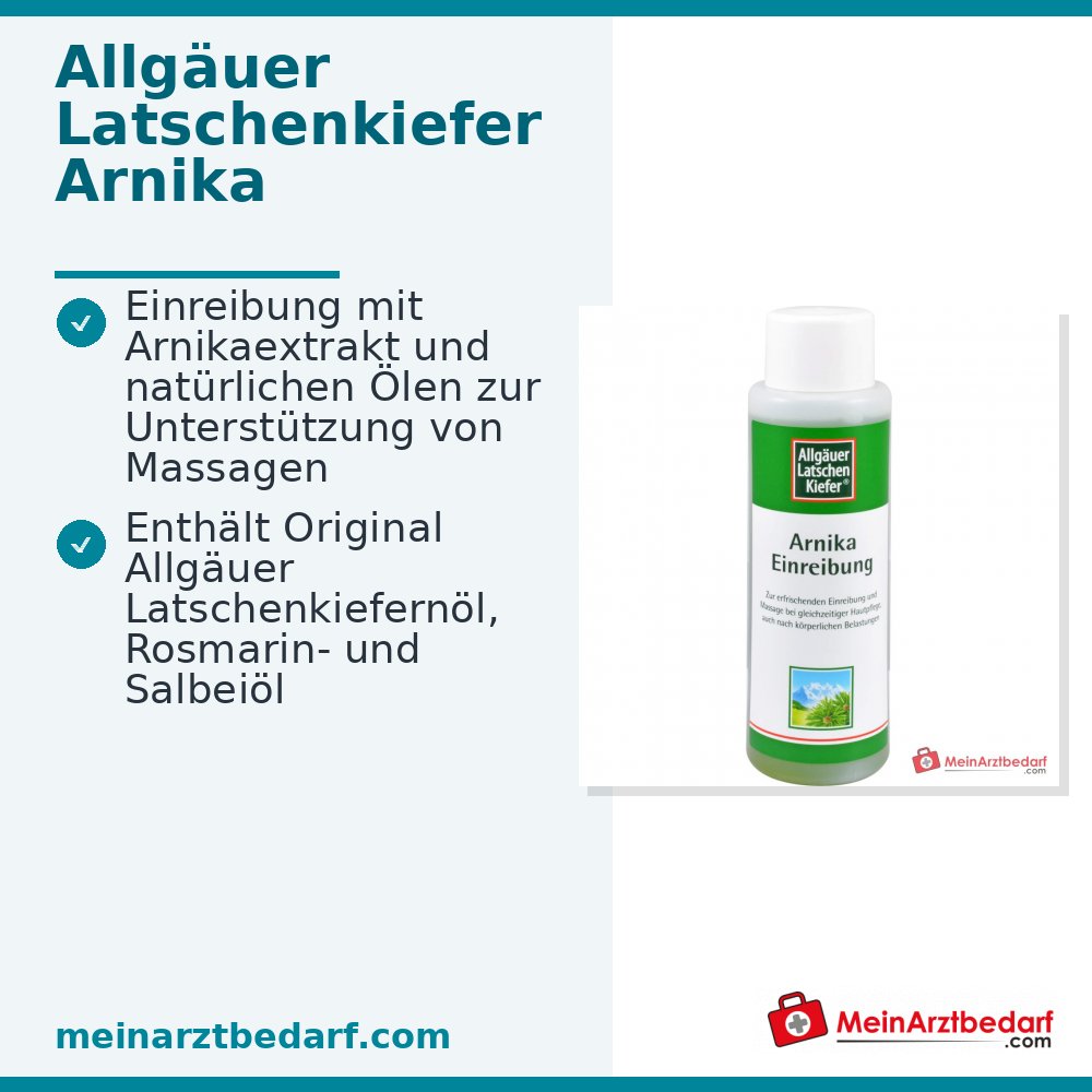 Allgäuer Latschenkiefer Arnika Einreibung Arnikaextrakt / Latschenkiefernöl / Rosmarinöl / Salbeiöl / Menthol / Campher / Panthenol Einreibung, 250 ml.