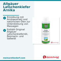 Allgäuer Latschenkiefer Arnika Einreibung Arnikaextrakt / Latschenkiefernöl / Rosmarinöl / Salbeiöl / Menthol / Campher / Panthenol Einreibung, 250 ml.