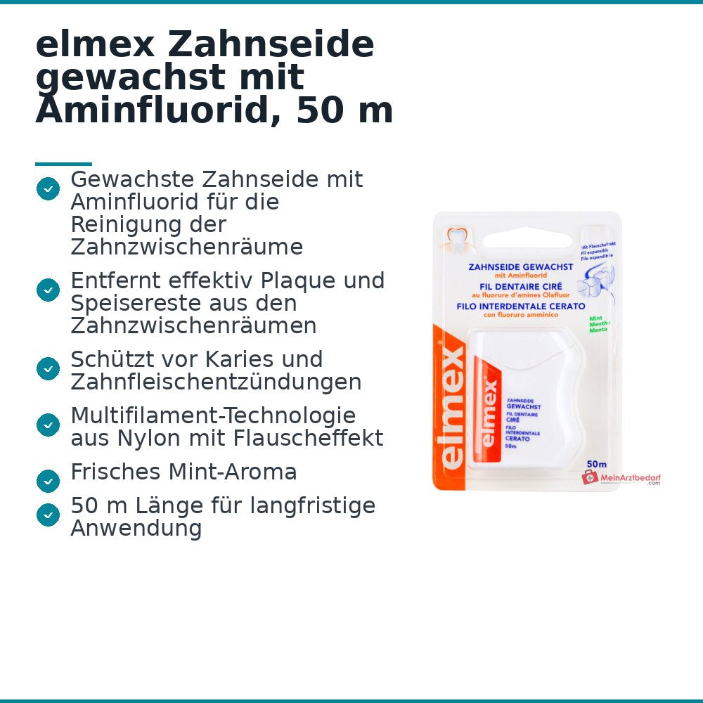 elmex Zahnseide gewachst Aminfluorid Zahnseide, 50 m.