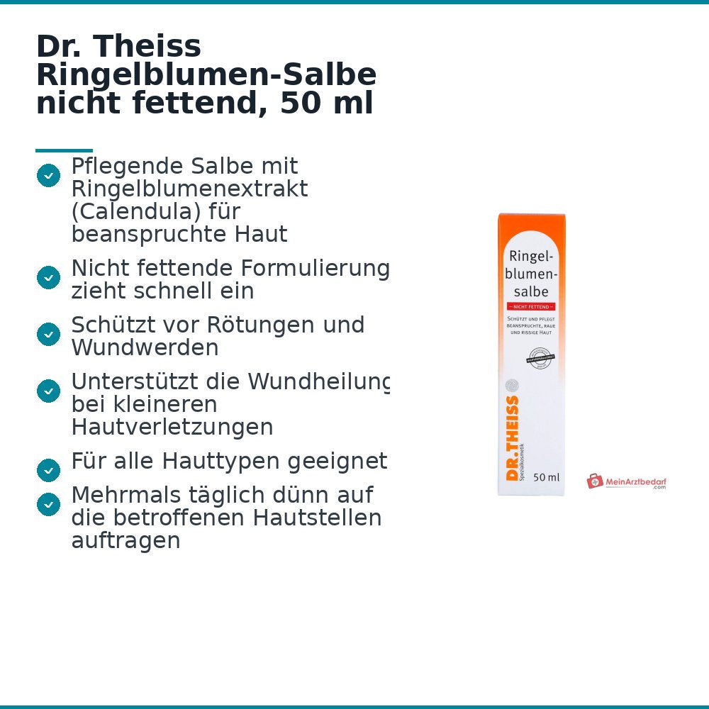 Dr. Theiss Ringelblumen-Salbe nicht fettend Calendula Officinalis Extrakt Salbe, 50 ml.