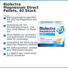 Biolectra Magnesium 300 mg Magnesiumoxid Direct Zitrone Direktgranulat, 40 St..