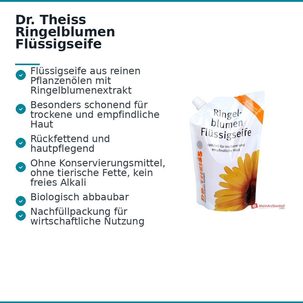 Dr. Theiss Ringelblumen Flüssigseife Ringelblumenextrakt Nachfüllpackung, 500 ml.