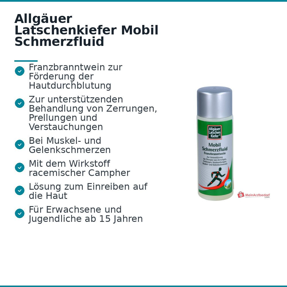 Allgäuer Latschenkiefer Mobil Schmerzfluid Franzbranntwein Lösung, 100 ml.