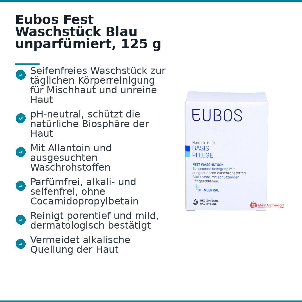 Eubos Fest Waschstück Blau unparfümiert, 125 g