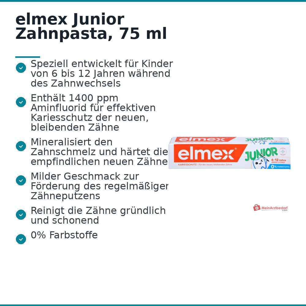 elmex Junior Aminfluorid Zahnpasta, 75 ml.