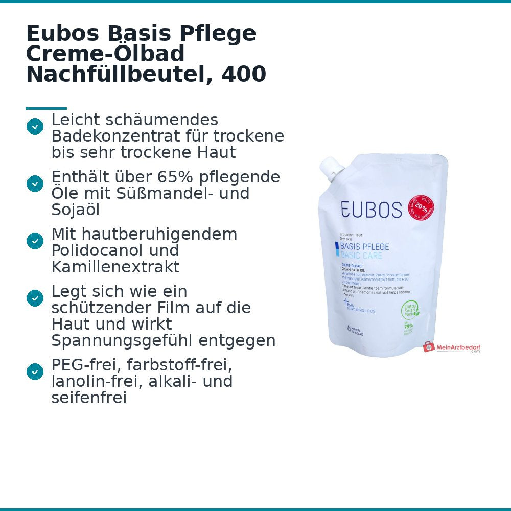 Eubos Basis Pflege Creme-Ölbad Nachfüllbeutel, 400 ml