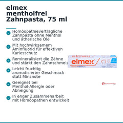 elmex mentholfrei Zahnpasta, 75 ml.