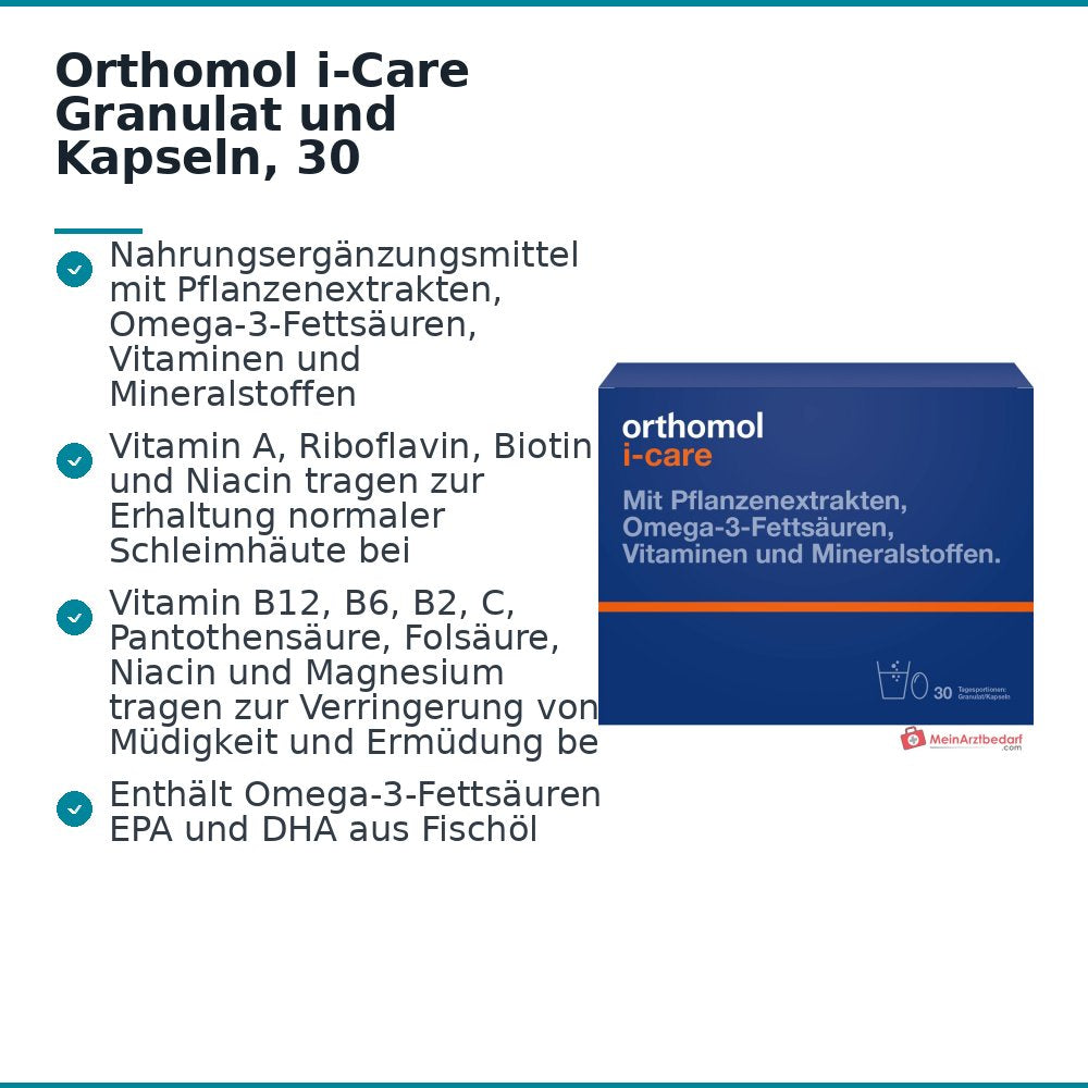 Orthomol i-Care Granulat und Kapseln, 30 Tagesportionen.