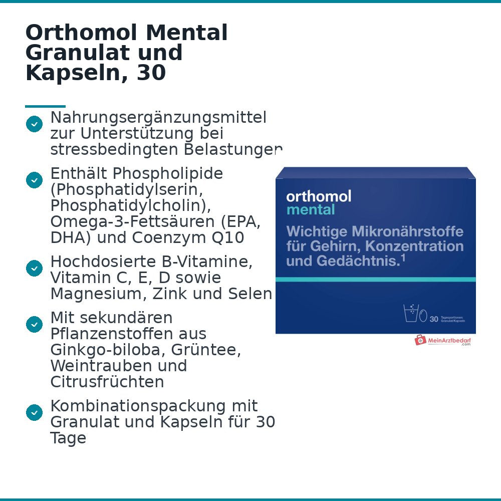 Orthomol Mental Granulat und Kapseln, 30 Tagesportionen.