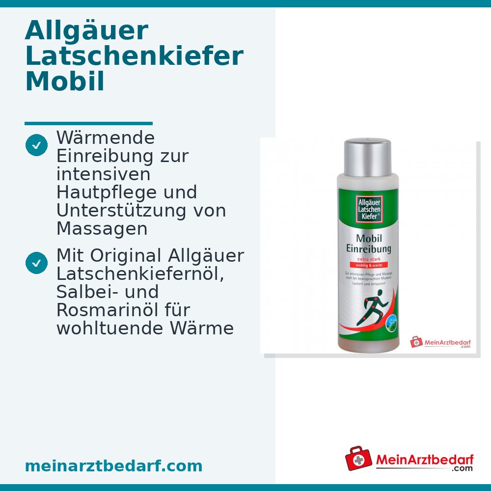 Allgäuer Latschenkiefer Mobil Einreibung extra stark Latschenkiefernöl / Beinwellextrakt / Arnikaextrakt / Salbeiöl / Rosmarinöl / Campher / Allantoin / Panthenol Einreibung, 250 ml.