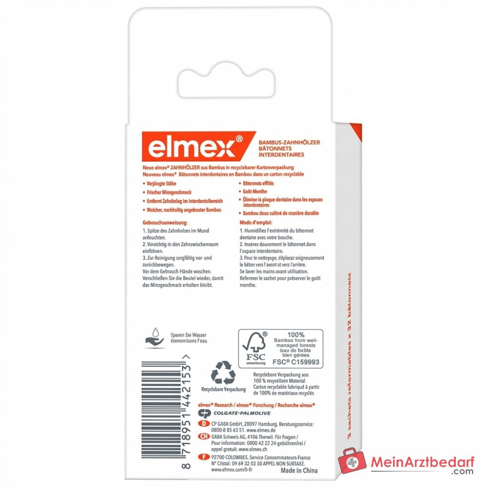 elmex Zahnhölzer Aminfluorid Interdentalpflege, 3x38 St..