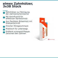 elmex Zahnhölzer Aminfluorid Interdentalpflege, 3x38 St..