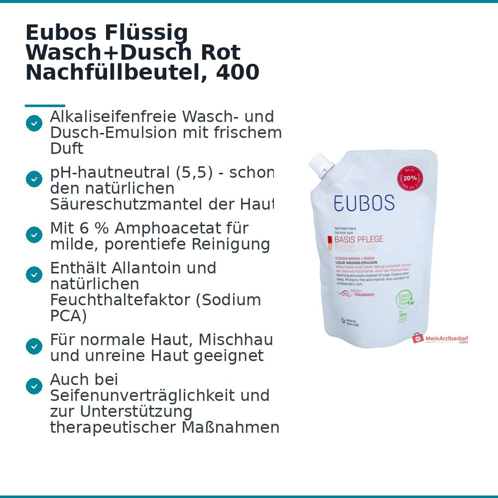 Eubos Líquido Lavado+Ducha Rojo Bolsa de Recarga, 400 ml