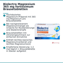 Biolectra Magnesium 365 mg fortissimum Magnesiumcarbonat / Magnesiumoxid Brausetabletten Zitronengeschmack, 20 St..