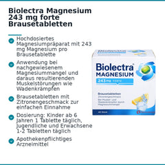 Biolectra Magnesium 243 mg forte Magnesiumoxid Brausetabletten Zitronengeschmack, 40 St..