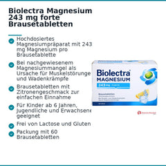 Biolectra Magnesium 243 mg forte Magnesiumoxid Brausetabletten Zitronengeschmack, 60 St..